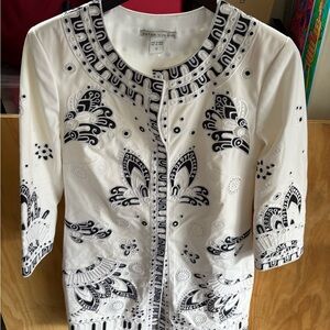 Peter Nygard Monochrome Embroidered Jacket